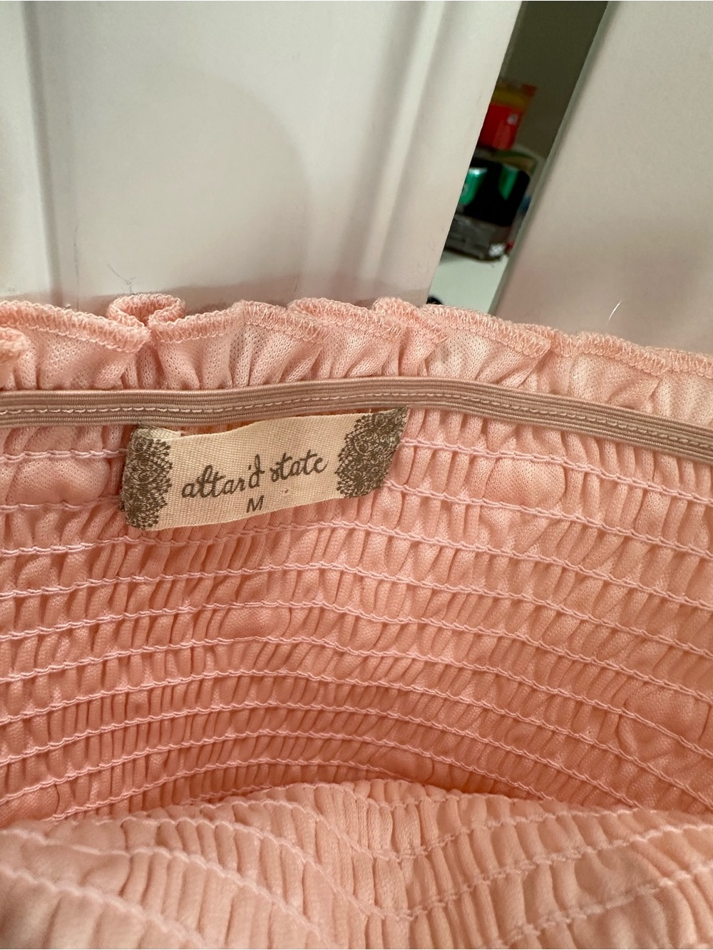 Altar'd State Blush Pink Daisy Embroidered Smocked Crop Top - Picture 2 of 3